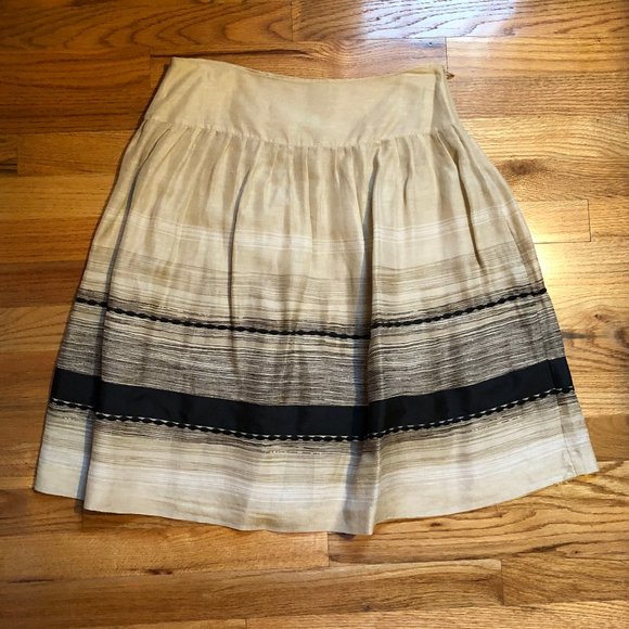 ALFANI PETITES BEIGE BLACK LINEN SILK SKIRT SZ 6P - Picture 4 of 7
